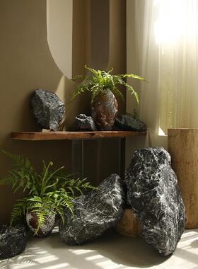 玻璃纤维模拟石室外庭院景观假山干燥景观景观装饰摆件雕塑黑山石