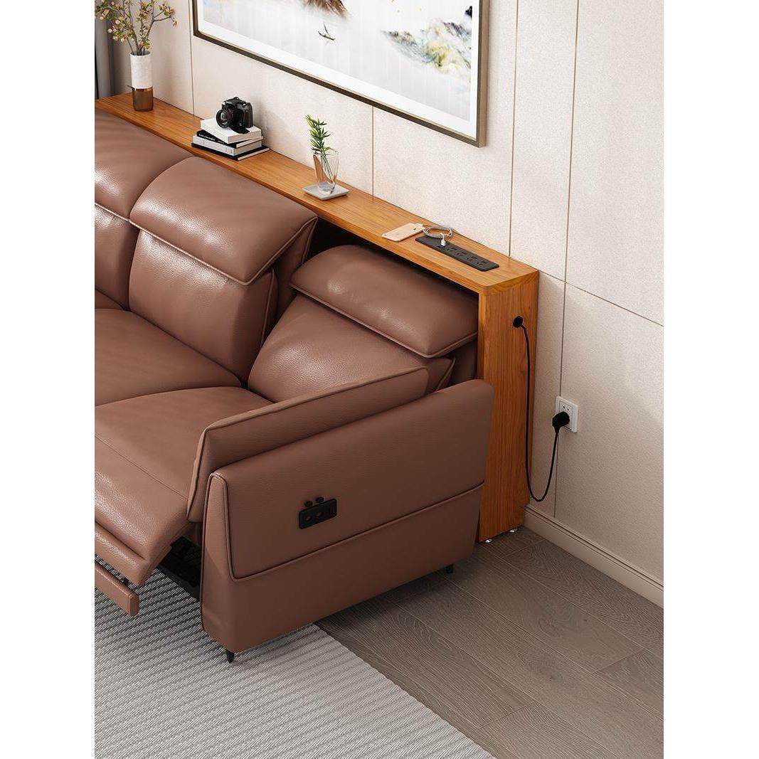 功能电动沙发后置物架实木带插座窄夹缝双层防撞背柜长条桌书架