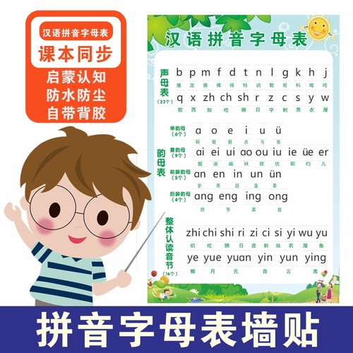一年级拼音字母表训练卡片挂图