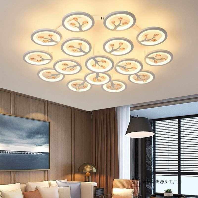 新款发财树卧室客厅吸顶灯简约现代超亮led智能语音带遥控吸顶灯