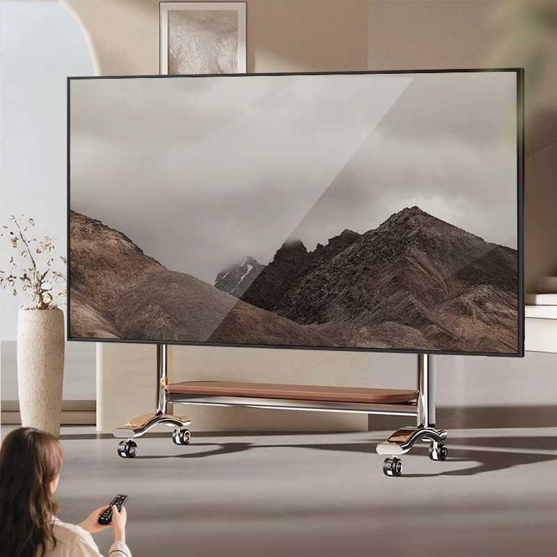 可移动电视机支架大尺寸低趴艺术推车适配50-100英寸通用带轮挂架