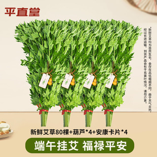 平直堂端午节全颗艾叶整棵艾草干艾草挂门窗插割葫芦艾草家用