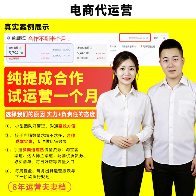 1688淘宝拼多多代运营新店开店免费流量推广设计陪跑纯提成合作