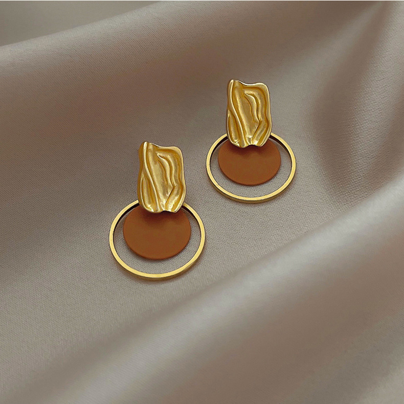 韩国东大门秋冬撞色个性耳环女新款简约几何形耳坠耳饰品