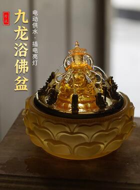 釉面五路供水黑色财神，黄色财神佛像，九龙吐水浴，佛盆，财运循