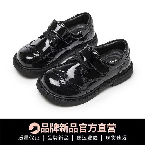 男女童真皮软底英伦风演出小黑鞋