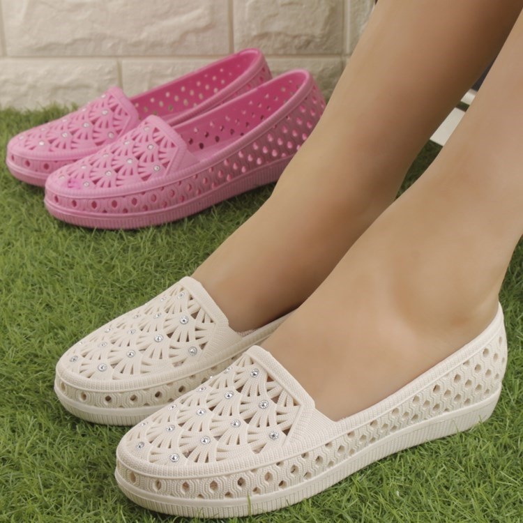 夏季女士亮钻塑料凉鞋白色护士凉鞋防滑浅口工作凉鞋防水平底凉鞋|ruв категории Женская обувь, сандалии - от Buy2taobao.com для оказания профессиональной услуги покупки агента Taobao