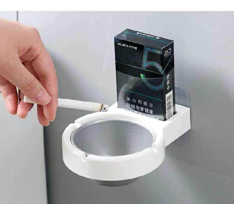 特厚墙壁挂造型烟碟加厚不锈钢烟灰缸防飞灰烟盅豪华个性套装烟盒