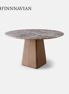 芬纳维亚传承 意式轻奢天然大理石饭桌 Varnis光泽 极简圆形餐厅