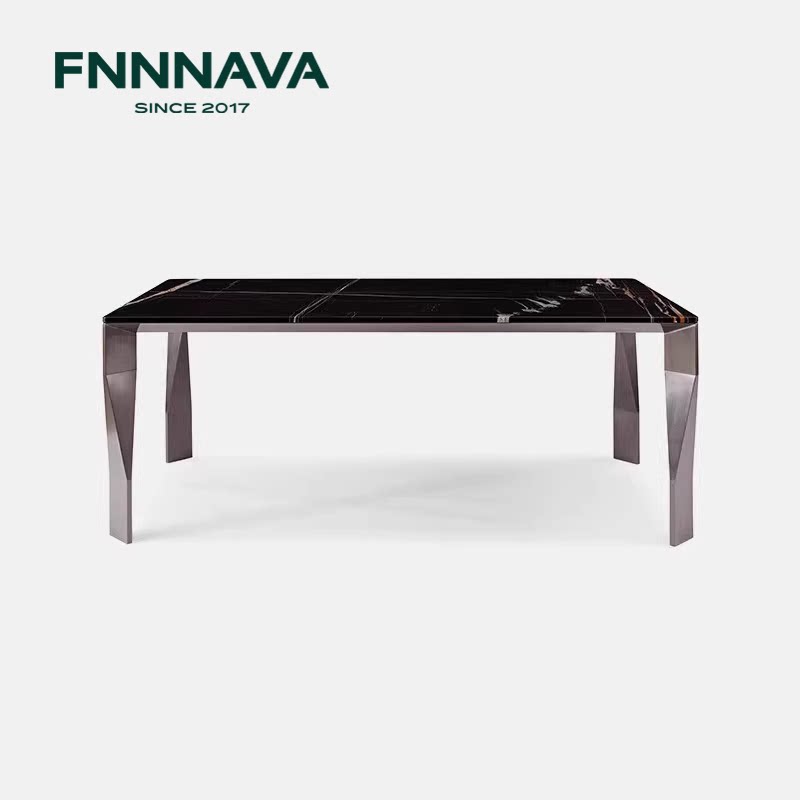 芬纳维亚传承 意式极简天然大理石饭桌轻奢别墅大平层餐桌(钻石)