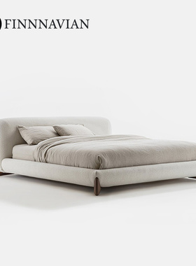 芬纳维亚传承 双人全真皮床 Turner特纳 大户型床羊羔绒布艺床1.8