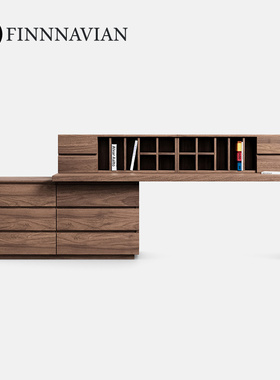 芬纳维亚传承 黑胡桃原木妆台斗柜一体卧室书桌化妆桌(Suite随从)