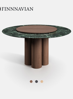 芬纳维亚传承 意式轻奢圆餐桌高端带转盘家用桌子(Scylla锡拉)