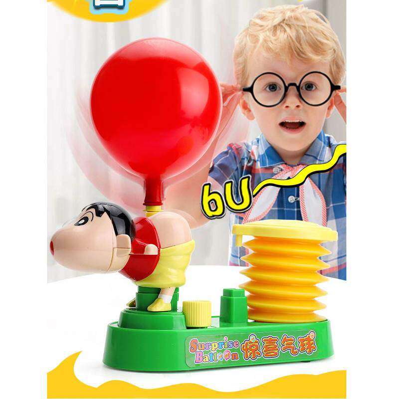 惯性空气发射气球车蜡笔小新按压动力吹气球幼儿园益智科教玩具-封面