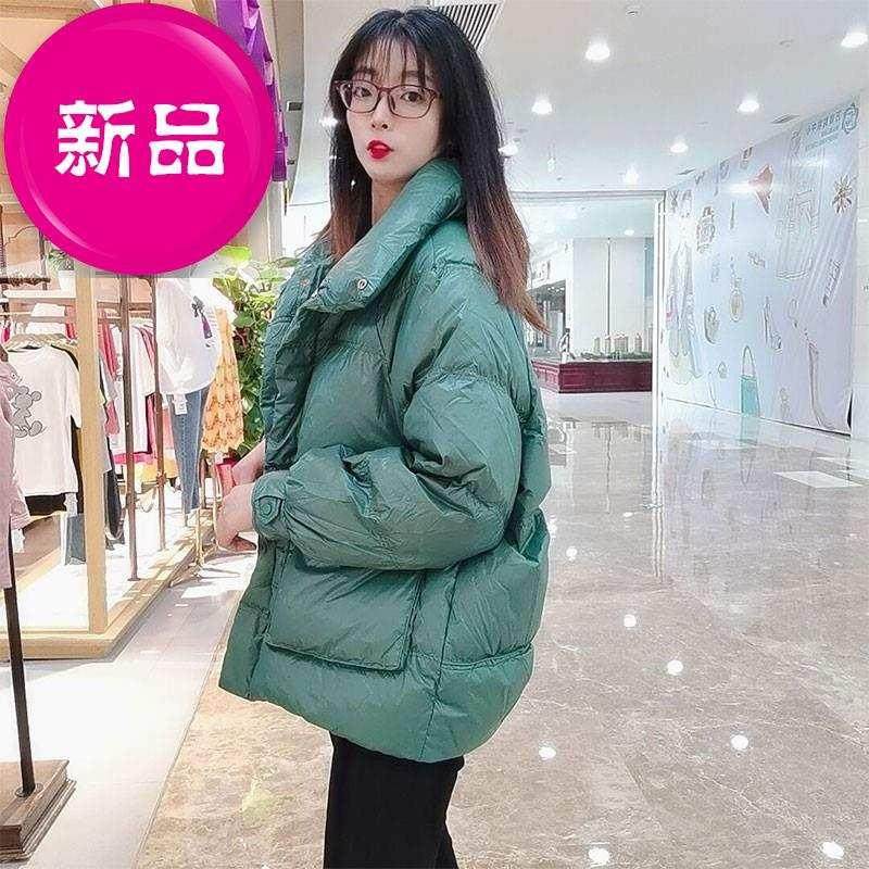 反季羽绒服女短款小个子亮面面包服大口袋立领白鸭绒韩g版休闲外