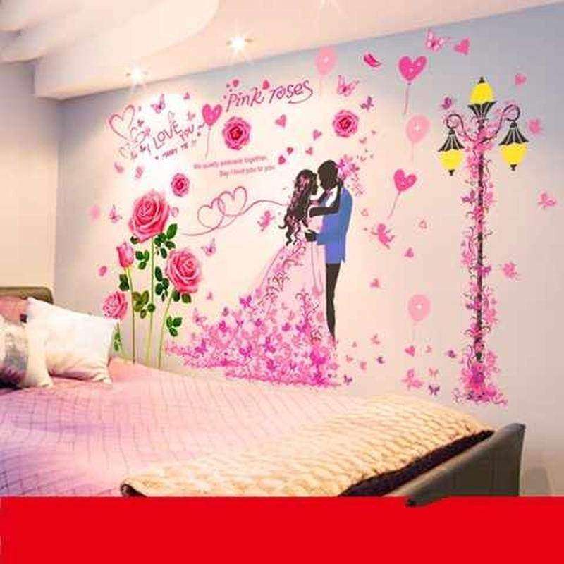 贴纸墙贴卧室浪漫爱情婚房床头布置新房装饰情侣贴画墙纸自粘温馨图片