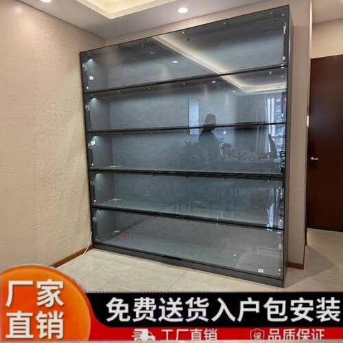 君德展示柜实木多层落地玻璃门乐高收纳高达陈列柜液压门手办展柜