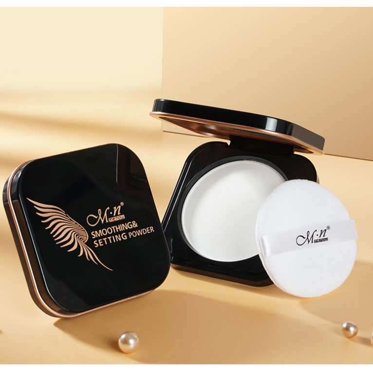 menow美诺新控油防水四方带镜哑光大白饼透明款散粉白色定妆粉饼