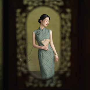 改良民国旗袍年轻款 2026年春夏新款 气质 修身 花花旗袍国风复古长款