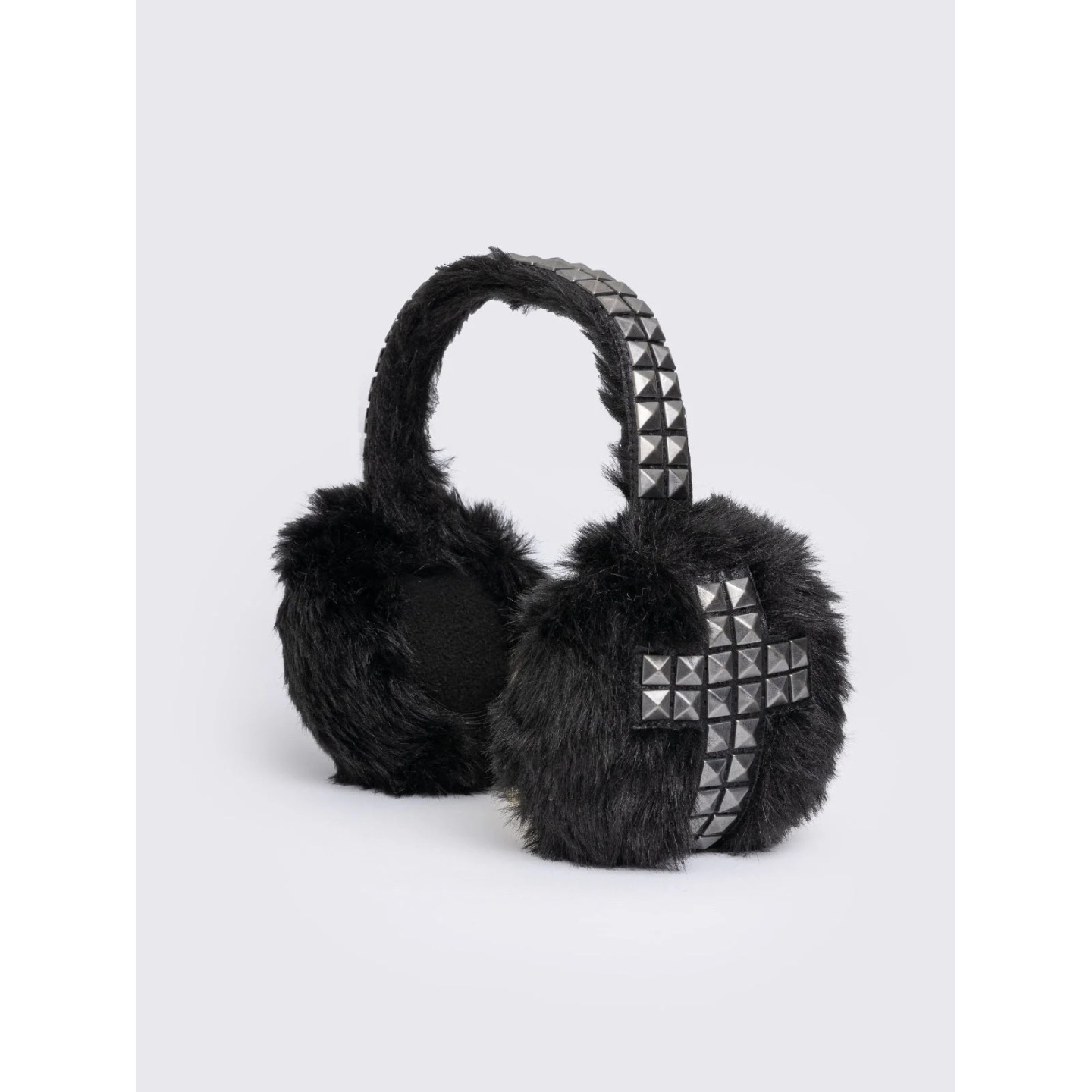 Minga哥特风铆钉十字架黑色耳罩