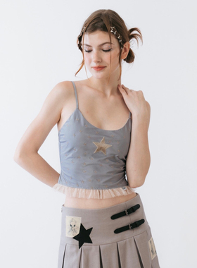 Sixthdimension y2k星星刺绣 短款吊带背心上衣