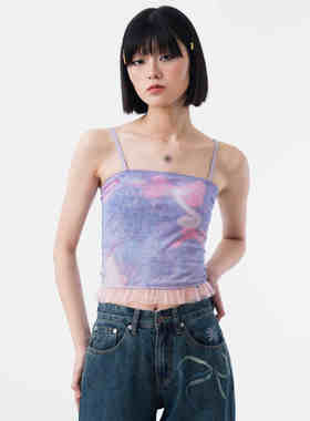 Sixthdimension y2k糖果 梦幻紫短款吊带背心上衣（代购不退换）