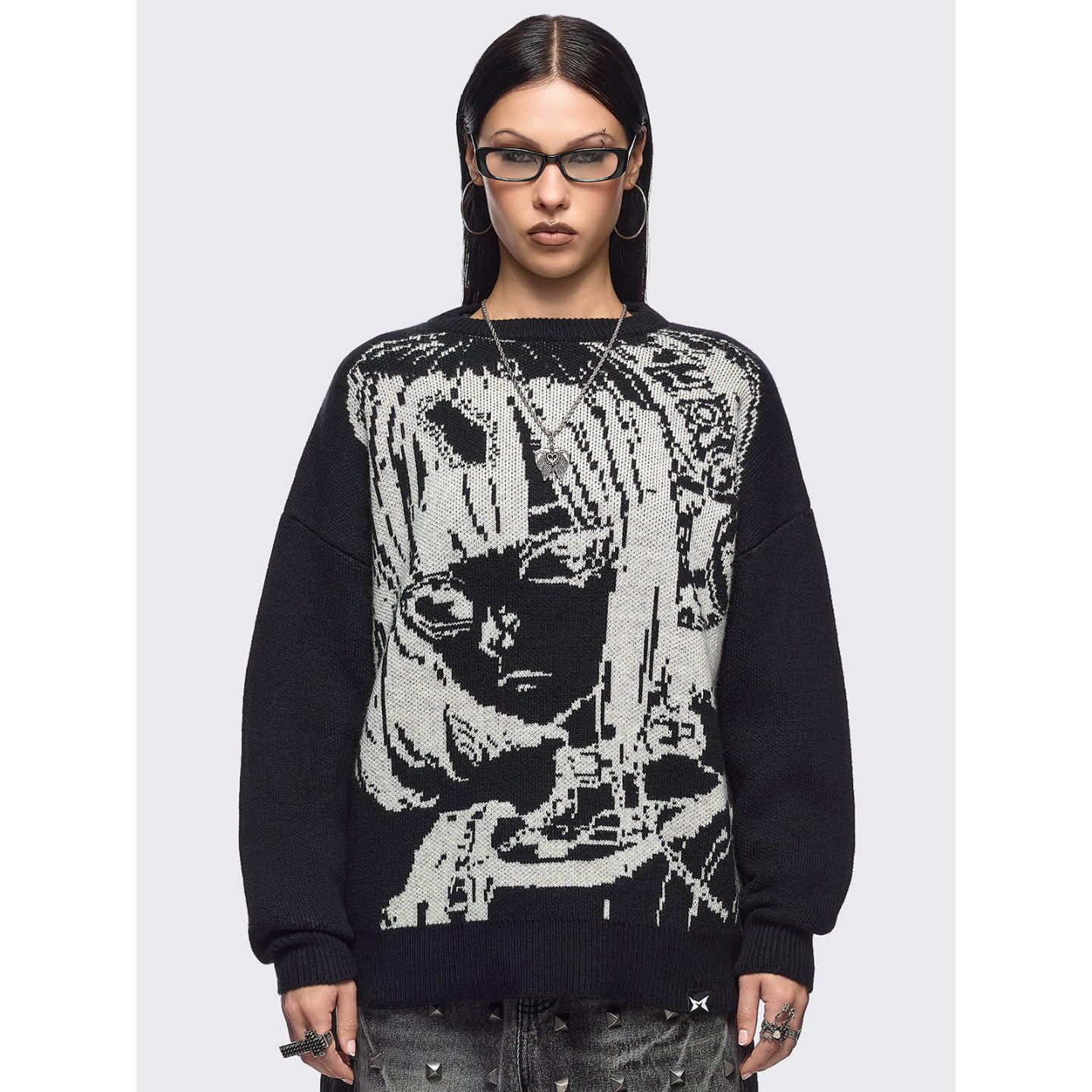 Minga赛博朋克动漫女孩针织毛衣