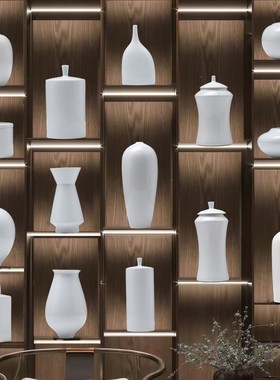 新中式现代简约白色陶瓷花瓶摆件