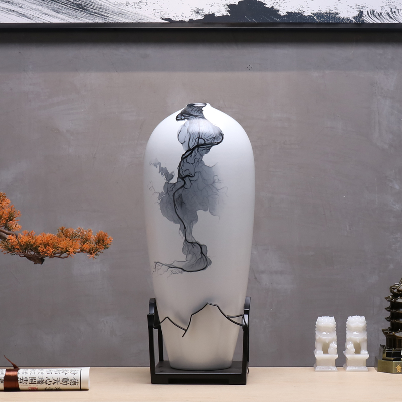 新中式陶瓷花瓶摆件客厅插花高端酒店玄关电视柜高级感禅意装饰品