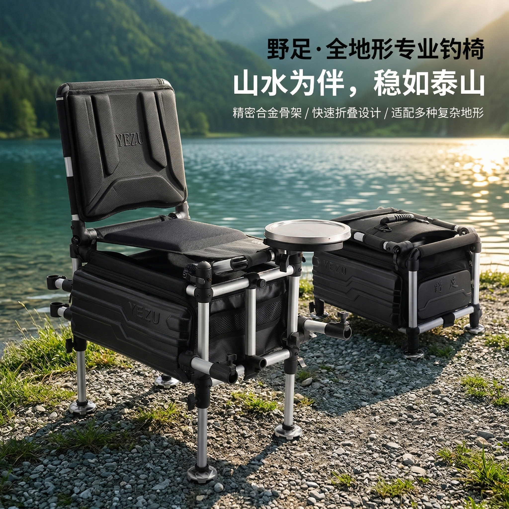 野足新款钓椅多功能便携折叠椅野钓专用座椅全地形钓鱼椅超轻钓台