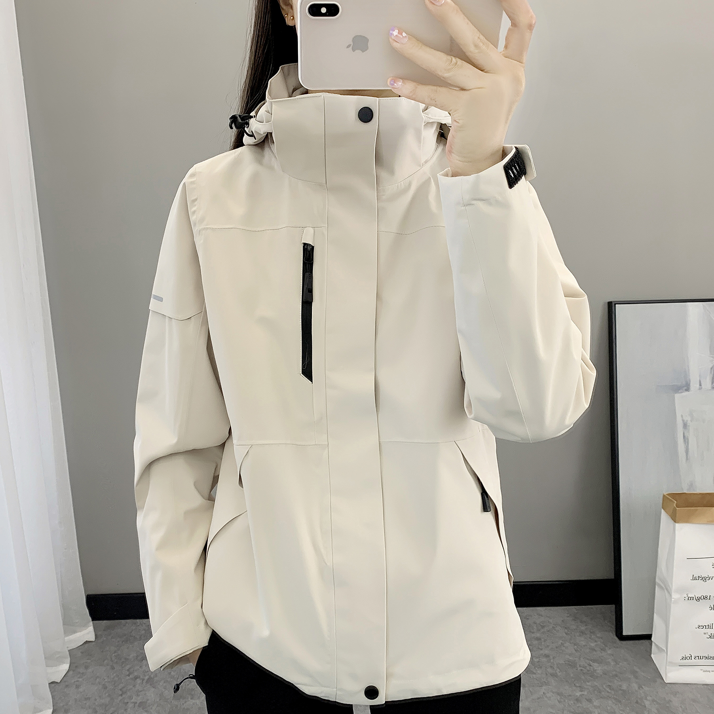 韩版高档冲锋衣女男三合一可定制LOGO外套防风防水西藏登山服套装