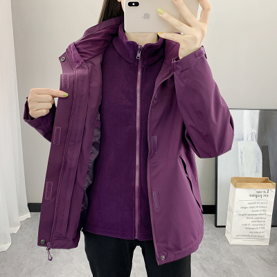 豹迹防风防水秋冬季冲锋衣女
