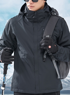 冬季户外冲锋衣男加绒防风女登山服加厚可拆卸三合一防寒保暖外套