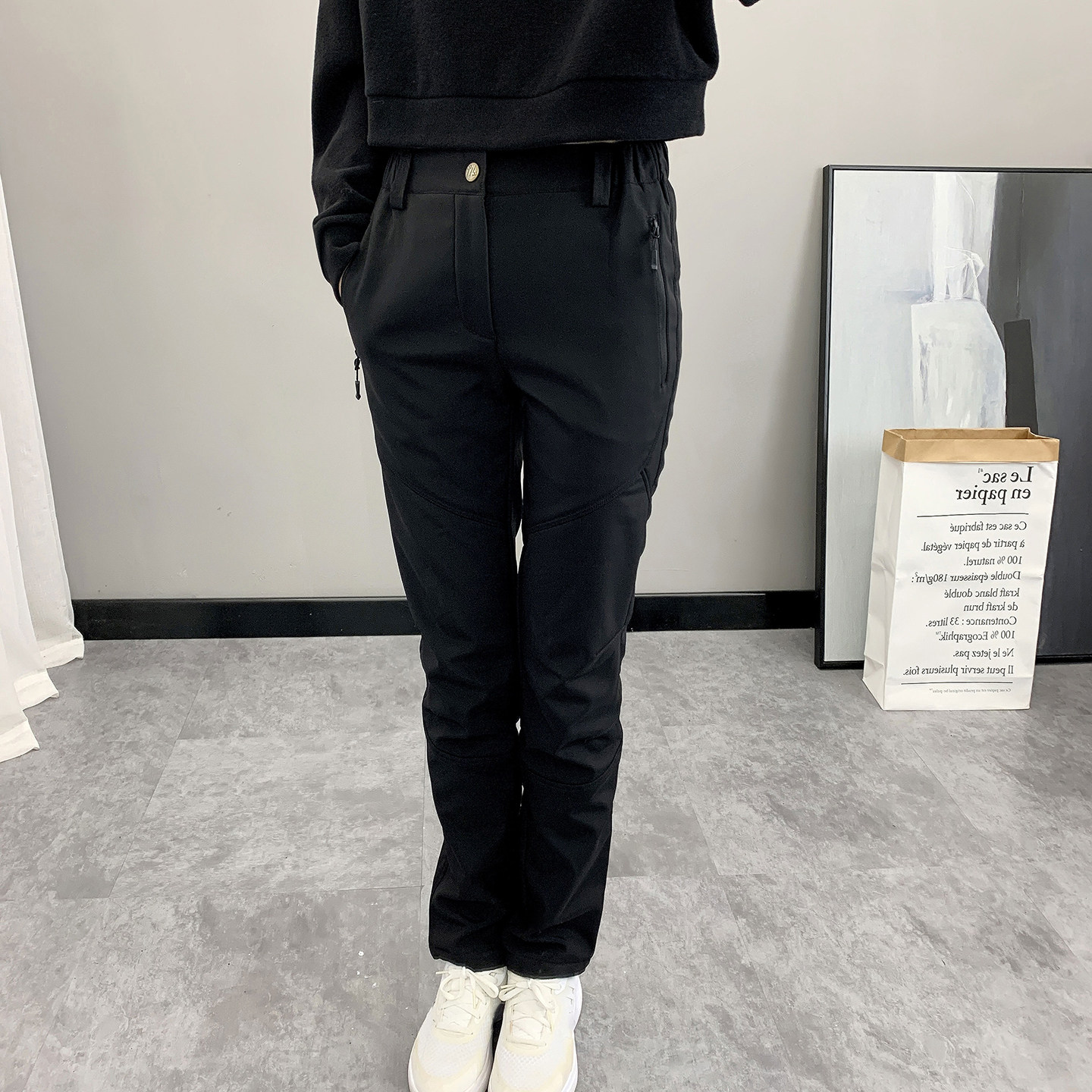 豹迹冲锋裤加绒保暖长裤女士秋冬户外防风防水登山加绒加厚休闲裤