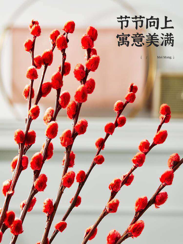 过年花束银柳干花室内装饰2021年新年仿真花插花春节花摆设年宵花