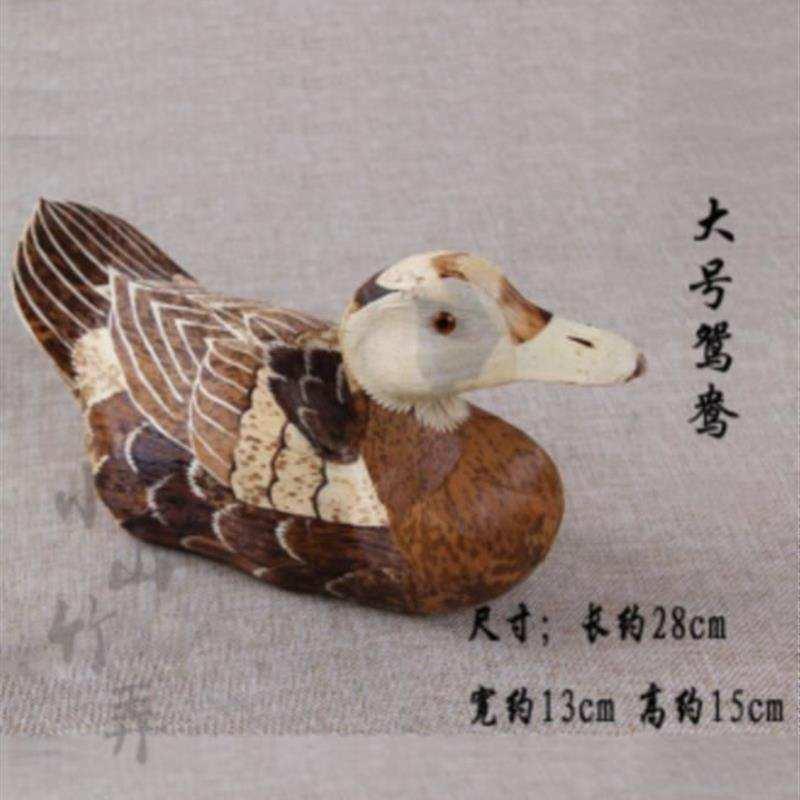 饰品茶宠摆件制笋居家纯手工民间鸭子鸳鸯壳编 皮工艺制作竹编笋