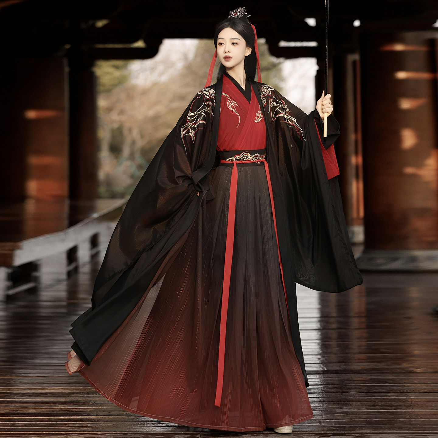 墨染赤霄魏晋制大袖汉服套装