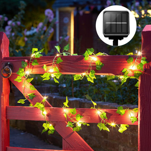 Temu跨境 太阳能枫叶灯串 电池盒藤条灯串太阳能铜线灯串叶子灯串