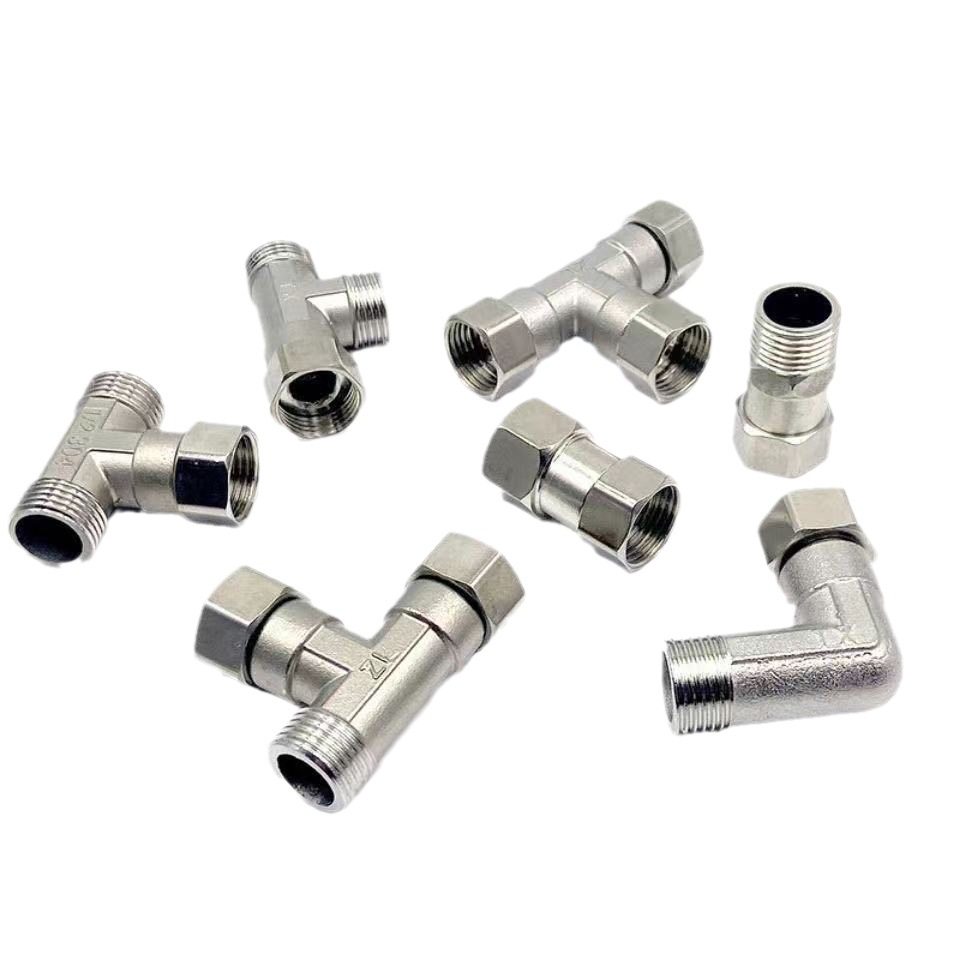 不锈钢活动三通内外丝弯头直通四分水管通用接头管道配件