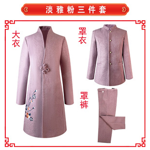 厂家寿衣女年轻款 呢料三件套寿临终冲喜衣服殡葬用品寿衣