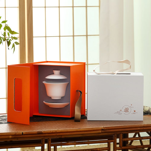 德化白瓷三才盖碗功夫陶瓷茶具泡茶家用套装单个茶碗茶杯logo制作