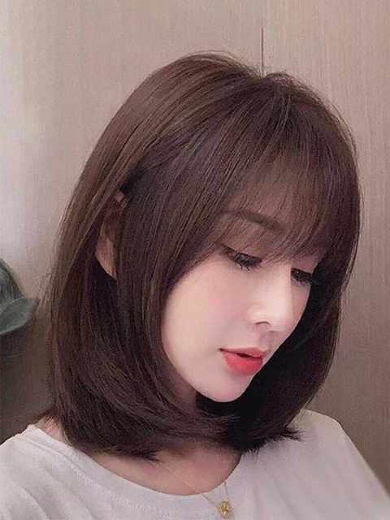 假发女中长发全头套空气刘海内扣锁骨发中长直发网红自然短发造型