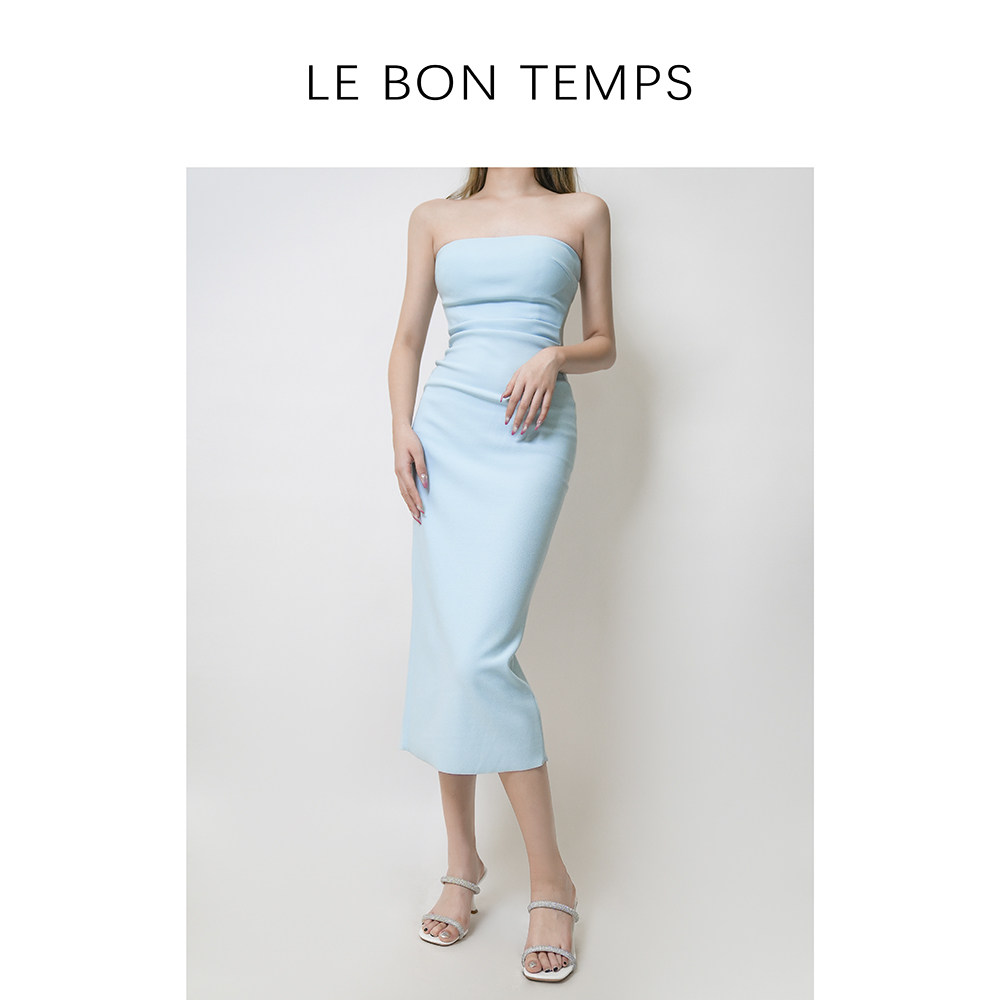 【LE BON TEMPS】一字肩裹胸修身连衣裙c800874