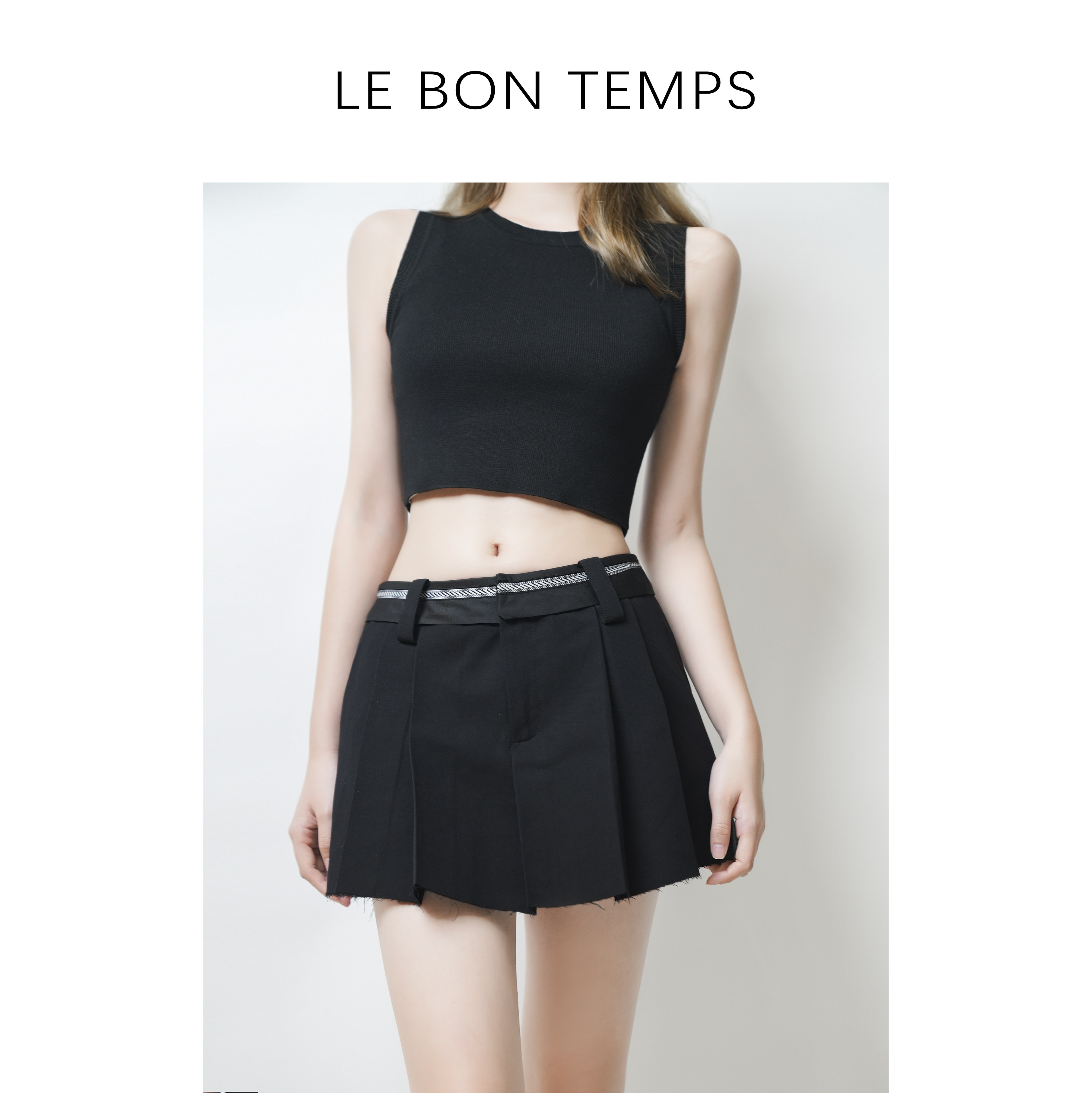 【LE BON TEMPS &初春款】流苏高腰a字裙百褶裙c800828