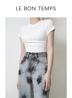 LE BON TEMPS 夏季女士t恤上衣短袖修身圆领c800989