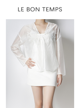 【LE BON TEMPS】新中式中国风白色精致上衣薄款衬衫c801229