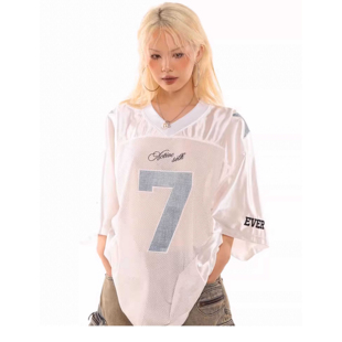 日本offcat 2000archives复古7号football球衣短袖宽松落肩T女夏