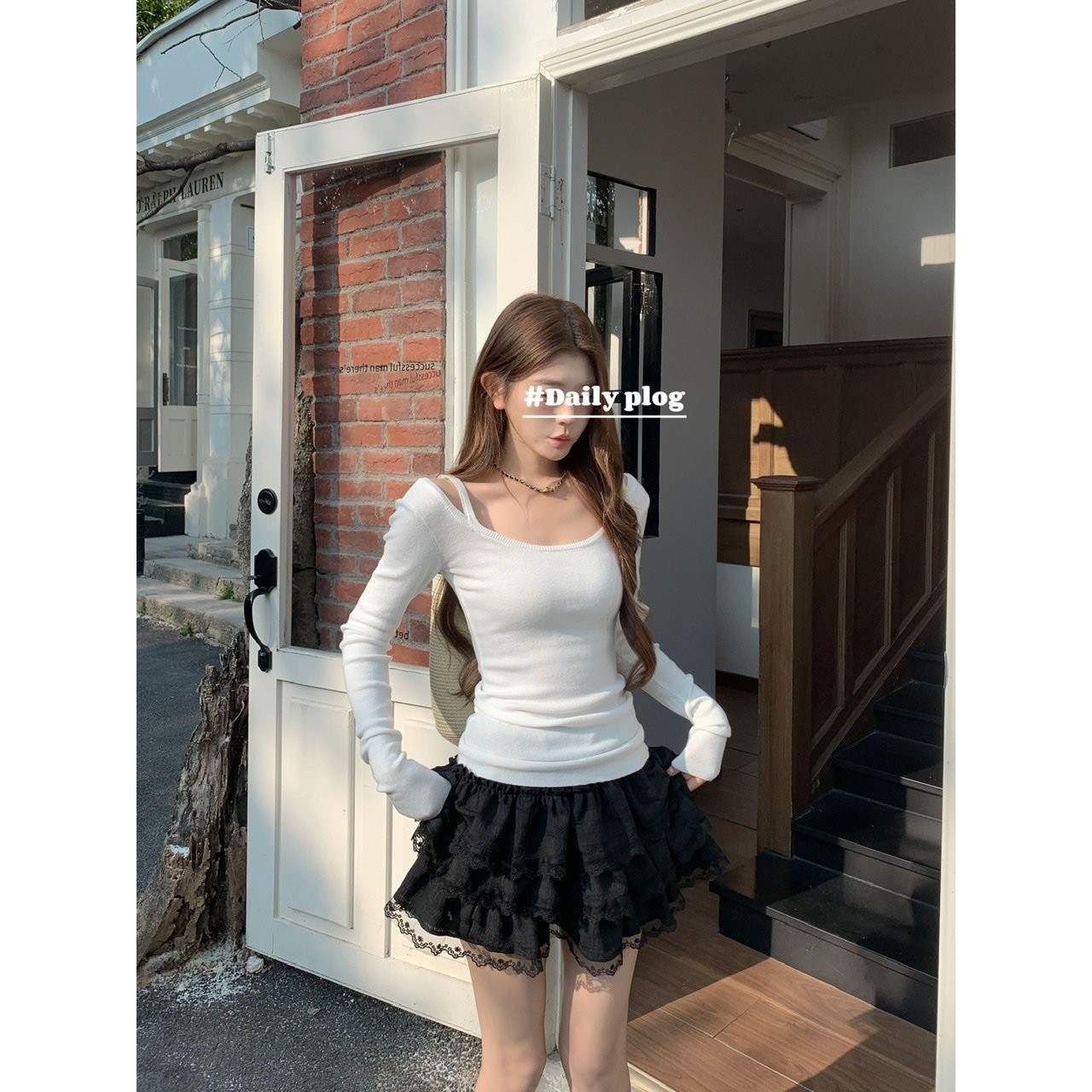 日本offcat白色U领露肩长袖针织衫上衣女春季修身甜美显瘦减龄,女装/女士精品,半身裙,淘宝优惠券,粉丝福利购,淘宝优惠卷