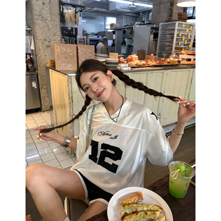 日本offcat韩国2000archives球衣美式复古短袖T恤女夏宽松运动上