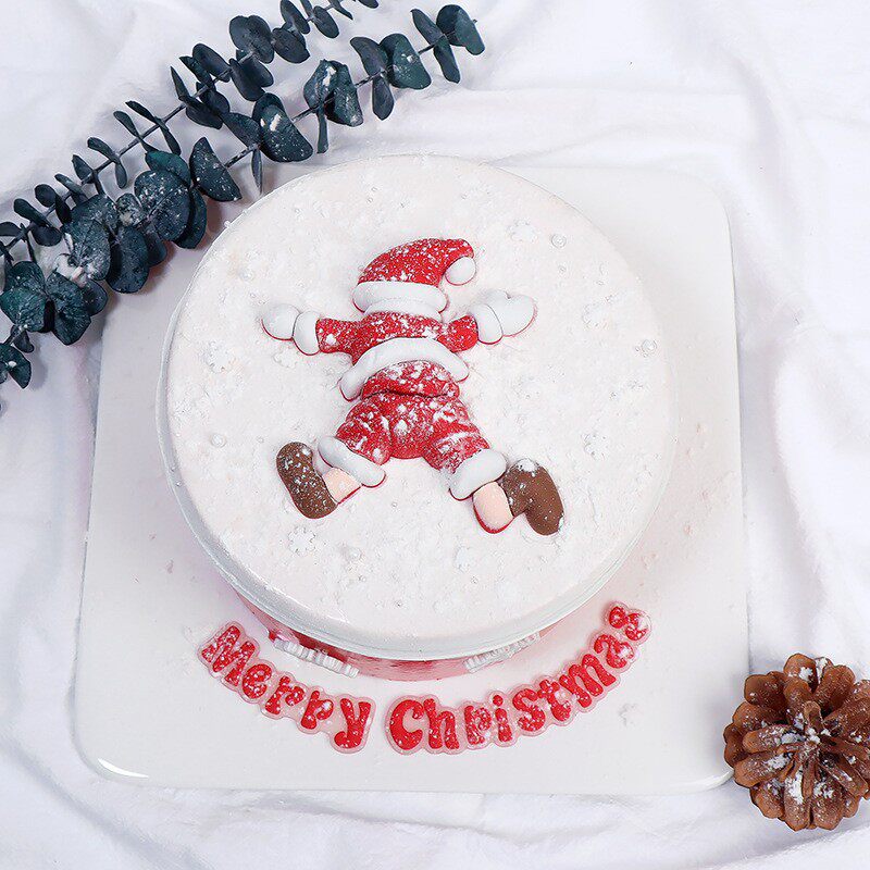 网红烘焙搞怪摔跤圣诞老人蛋糕装饰摆件摔倒趴着老人圣诞节插件